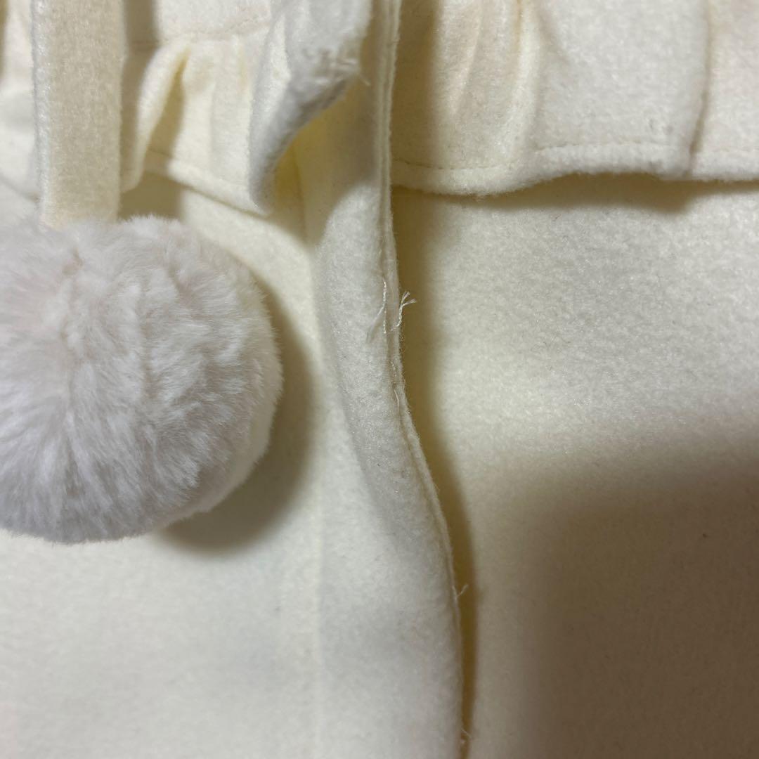 pium ピウムファーリボンヨークフリルショートコート　ホワイト