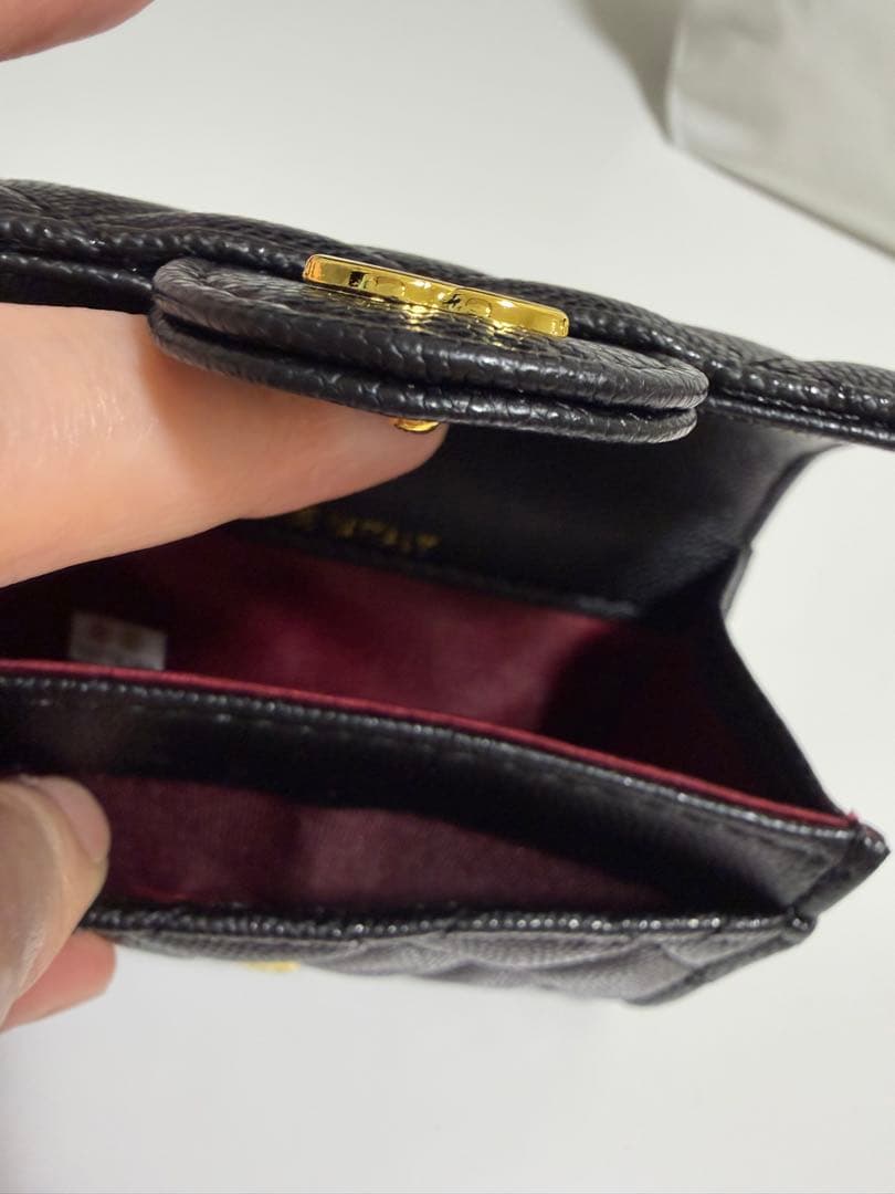 CHANEL 黒 レザー 財布 コンパクト ノベルティ