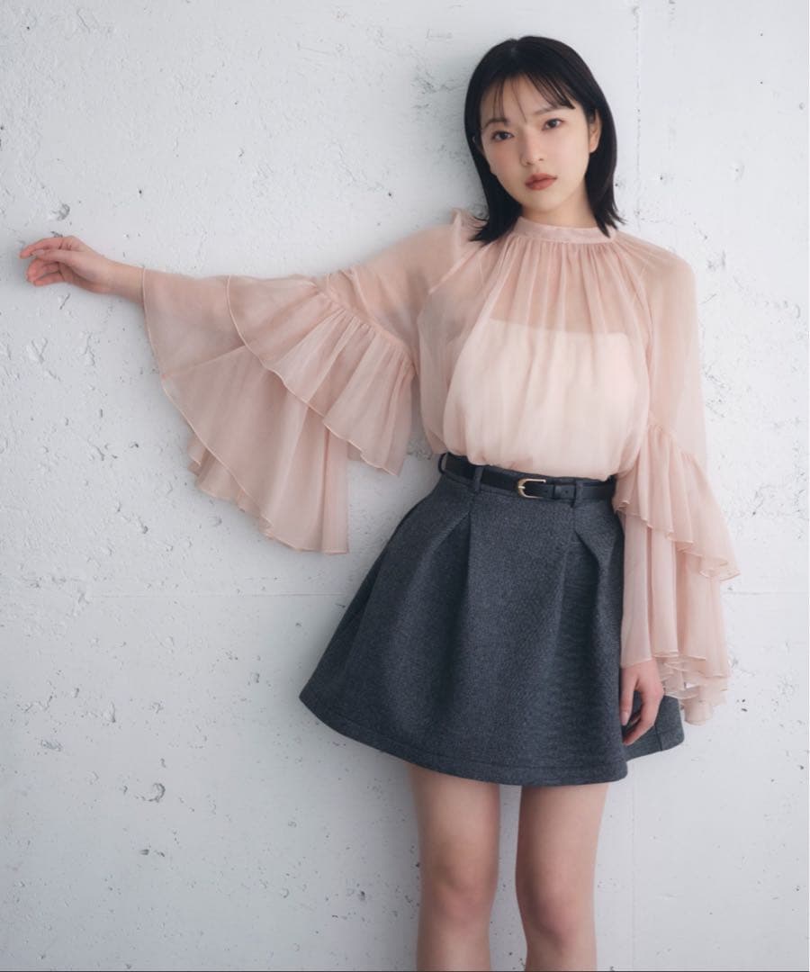 SNIDEL ベルテッドストラクチャーミニスカート　グレー　0サイズ