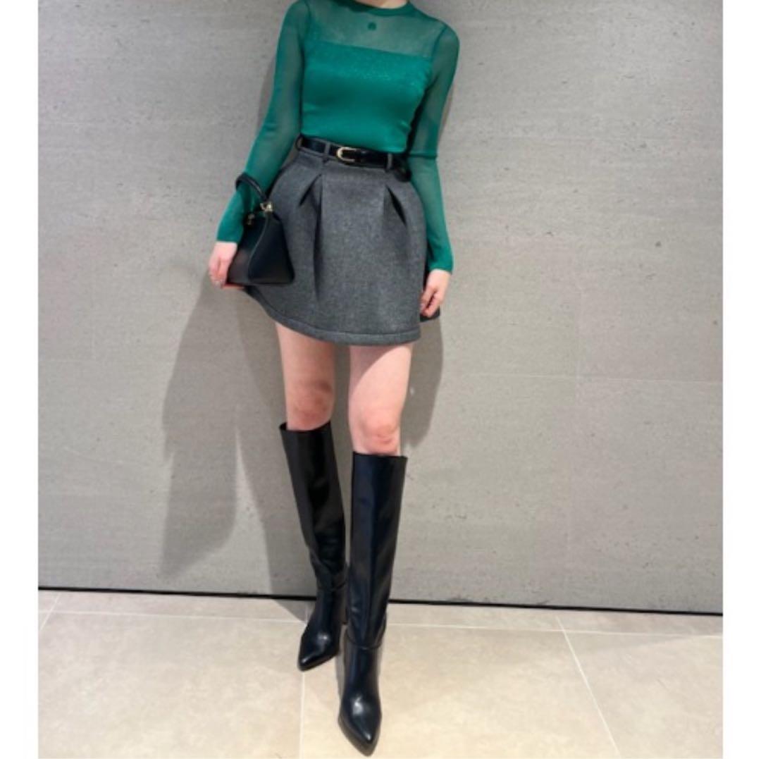 SNIDEL ベルテッドストラクチャーミニスカート　グレー　0サイズ