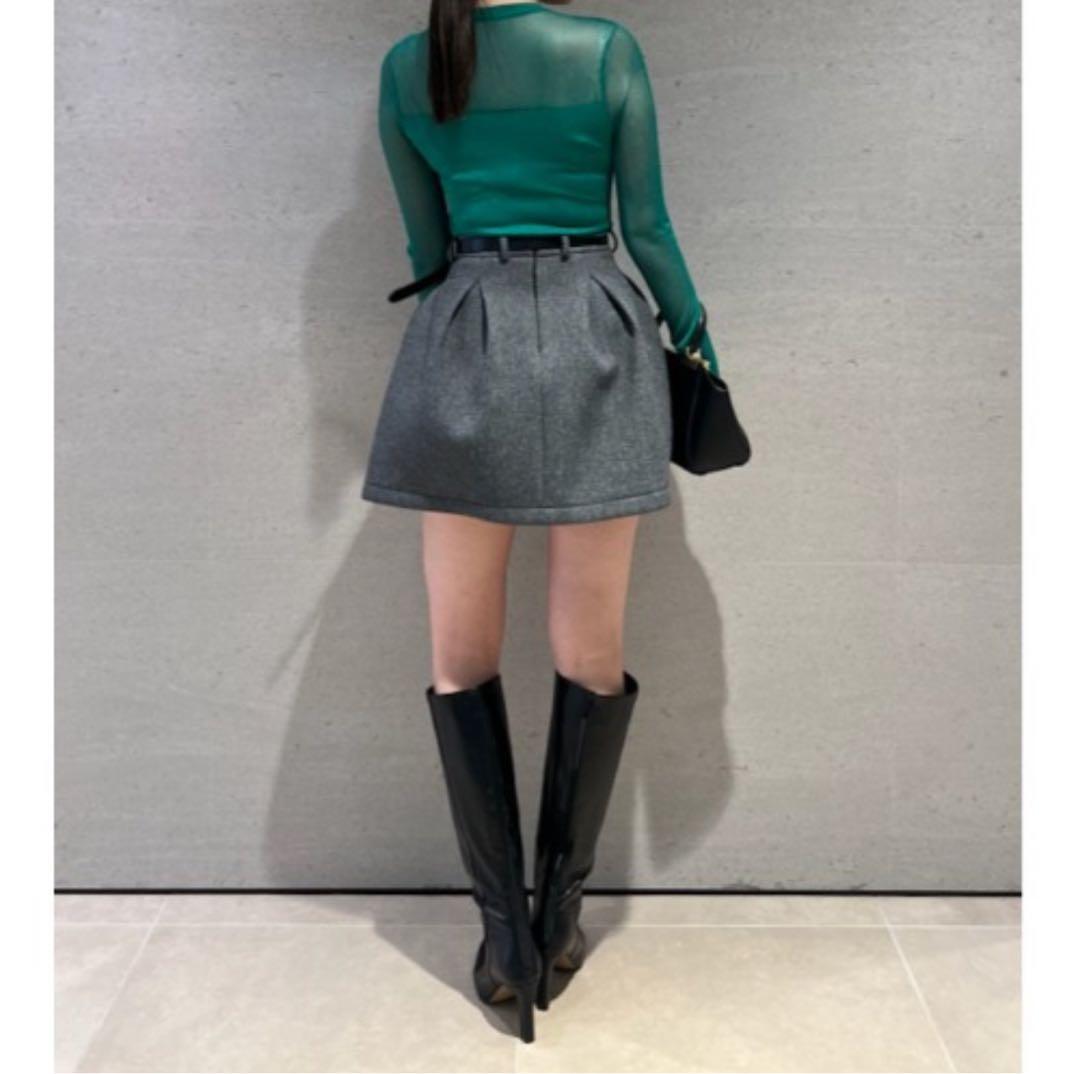 SNIDEL ベルテッドストラクチャーミニスカート　グレー　0サイズ