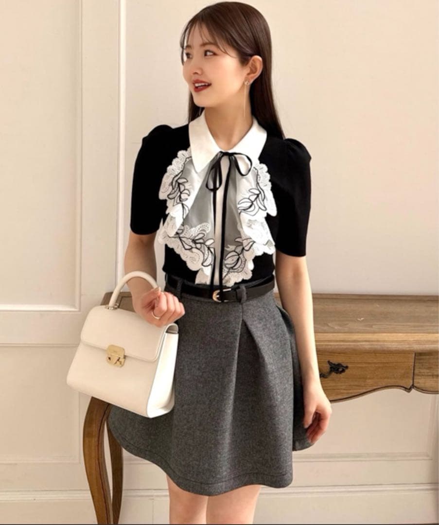 SNIDEL ベルテッドストラクチャーミニスカート　グレー　0サイズ