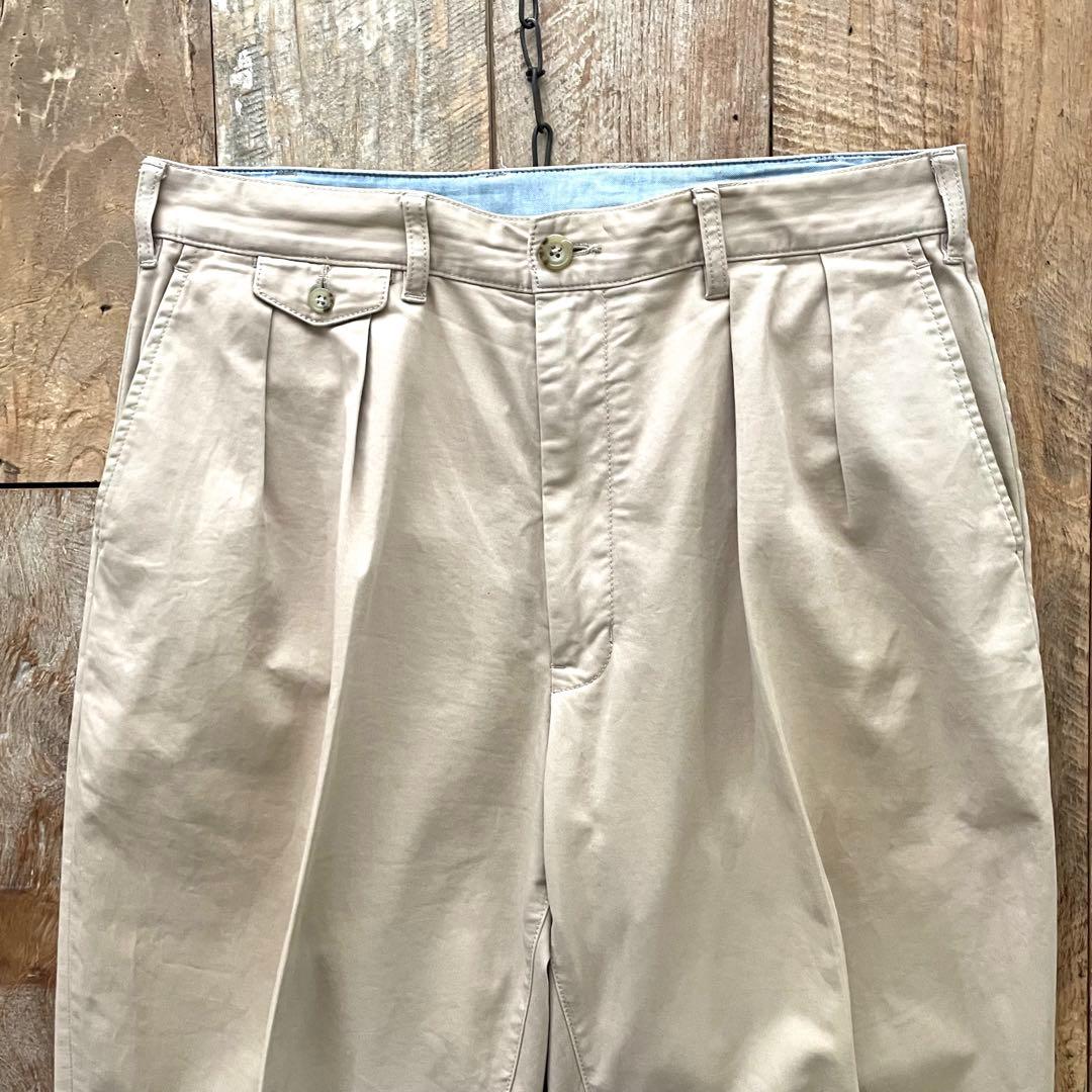 【美品】BEAMS PLUS 2タック ワイド テーパード トラウザーズ パンツ