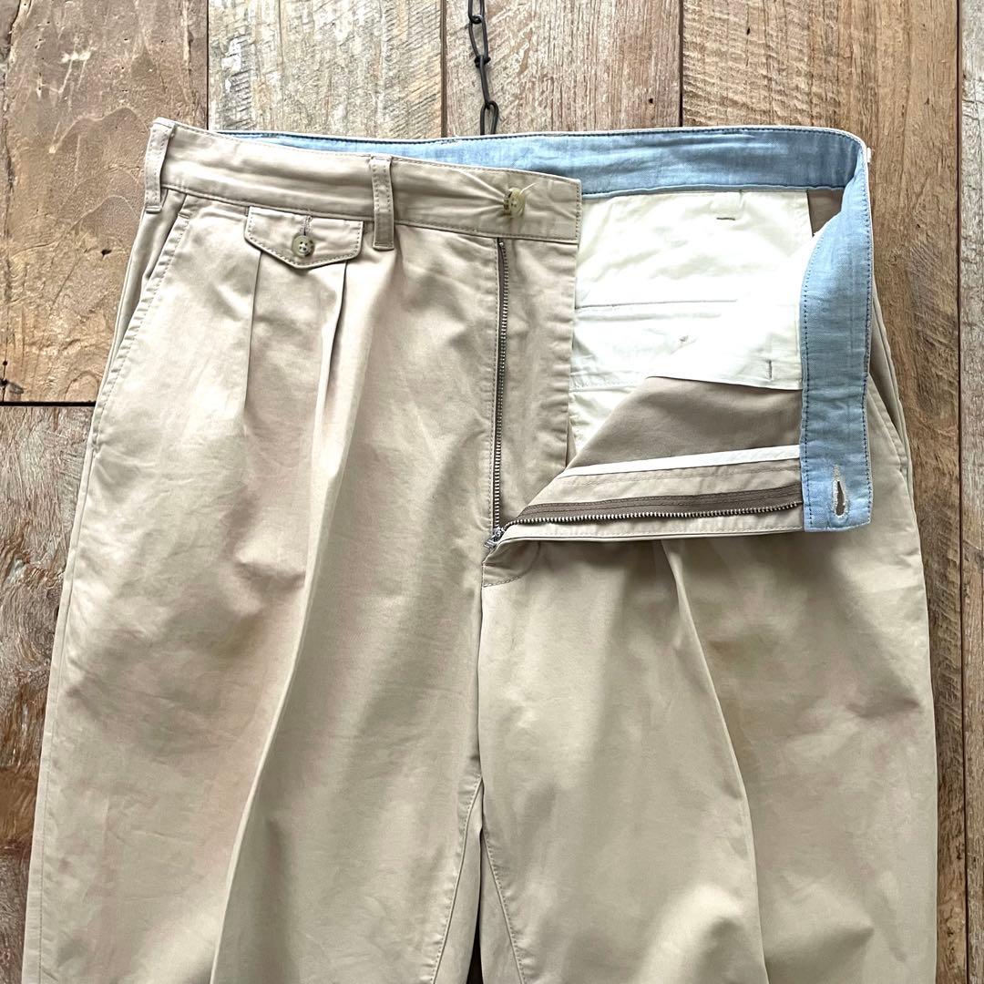 【美品】BEAMS PLUS 2タック ワイド テーパード トラウザーズ パンツ
