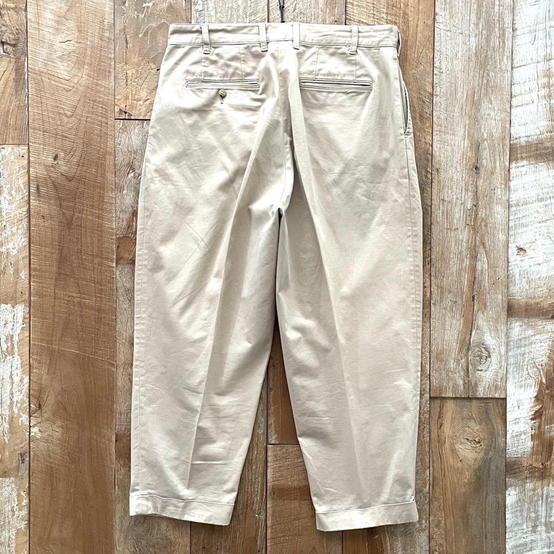 【美品】BEAMS PLUS 2タック ワイド テーパード トラウザーズ パンツ