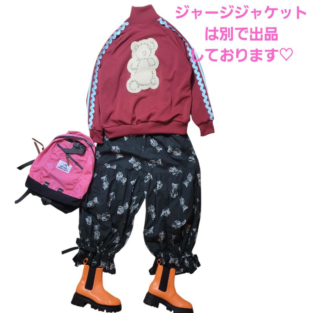 ♡大人F2♡frankygrow♡クマ ギャザー フリル パンツ ブラック