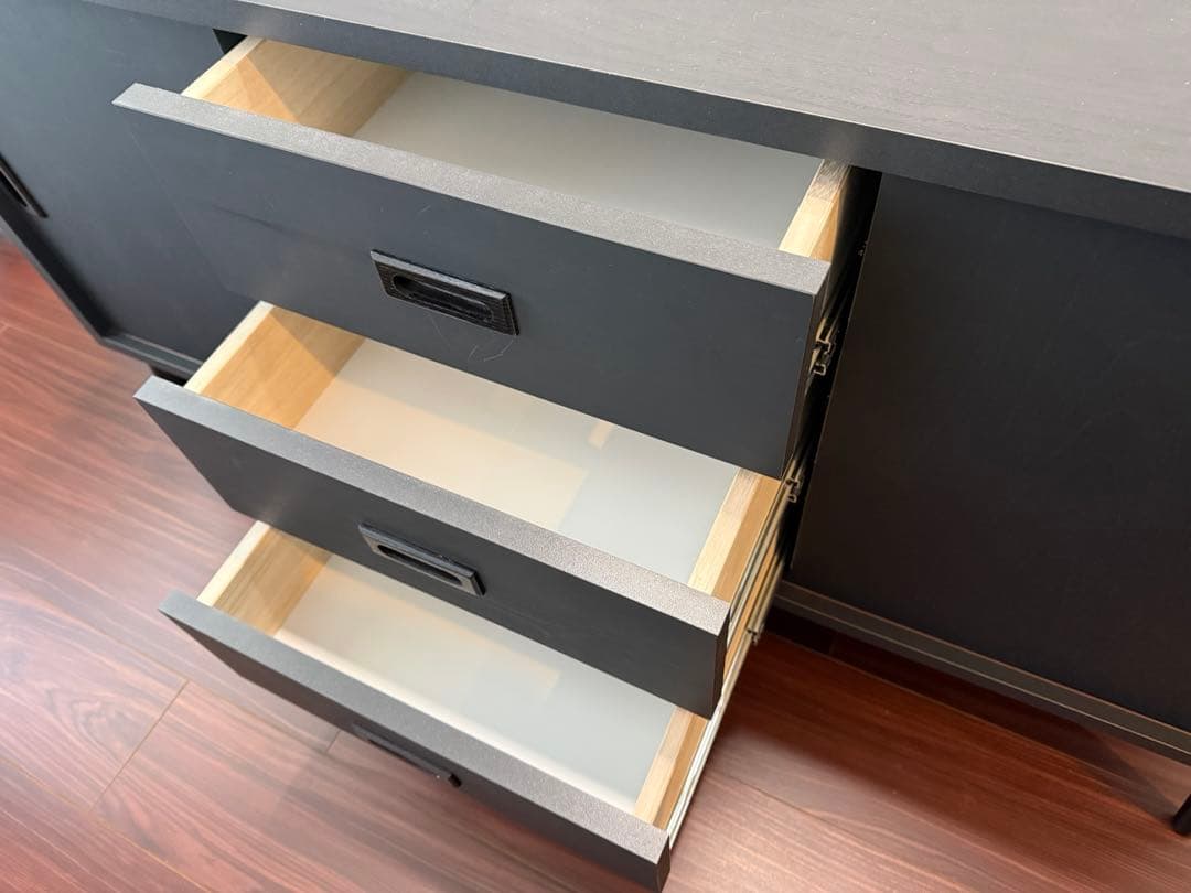 サイドボード キャビネット リビングボード 約幅120 ブラックウッド
