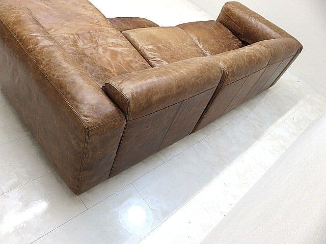 英国ヴィンテージスタイル総革カウチソファ　フェザークッション/ダメージ仕上げ