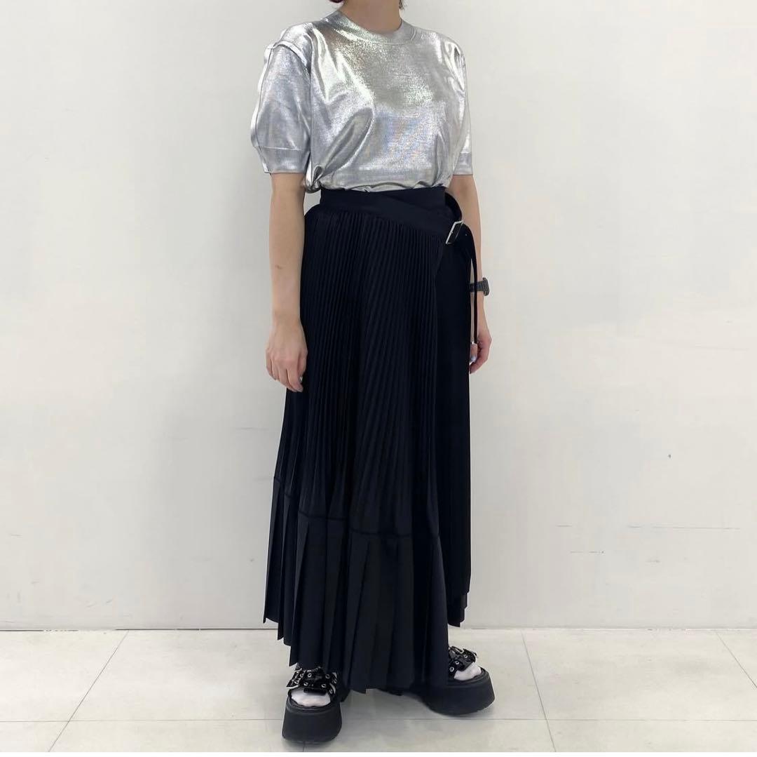 junya watanabe 25ss 半袖シルバー箔プリントニット