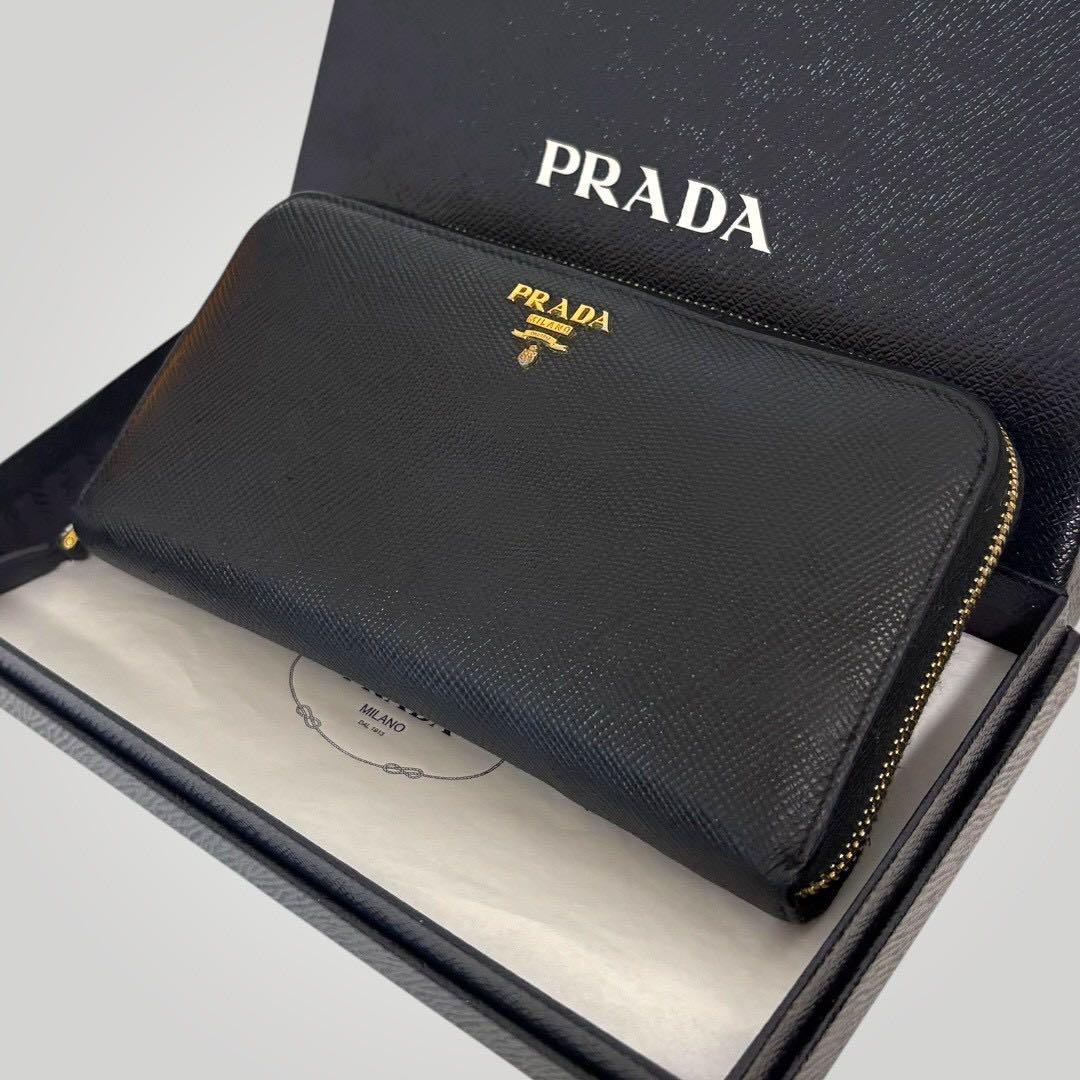極美品✨ PRADA プラダ サフィアーノ 長財布 ラウンドジップ