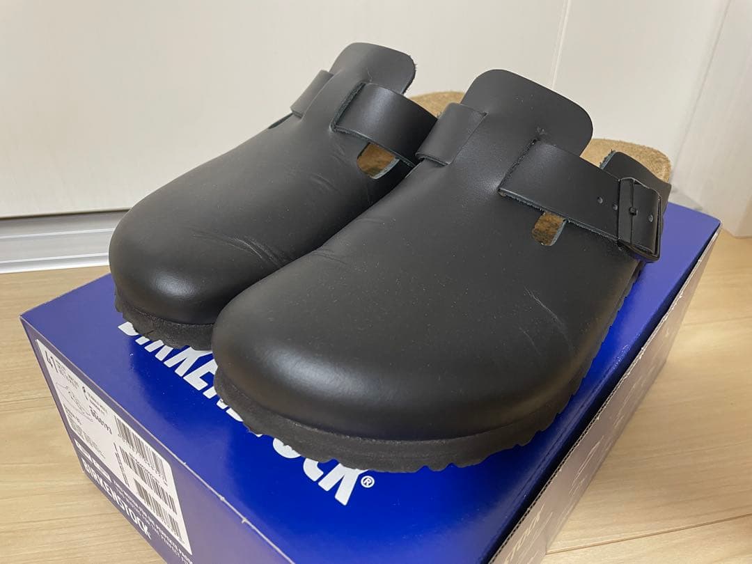 ビルケンシュトック ボストン ナチュラルレザー ナロー 41 ブラック