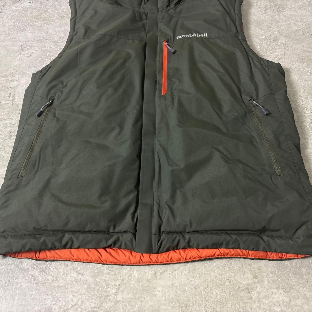 極美品■montbell モンベル【L】リバーシブル ダウンベスト フード