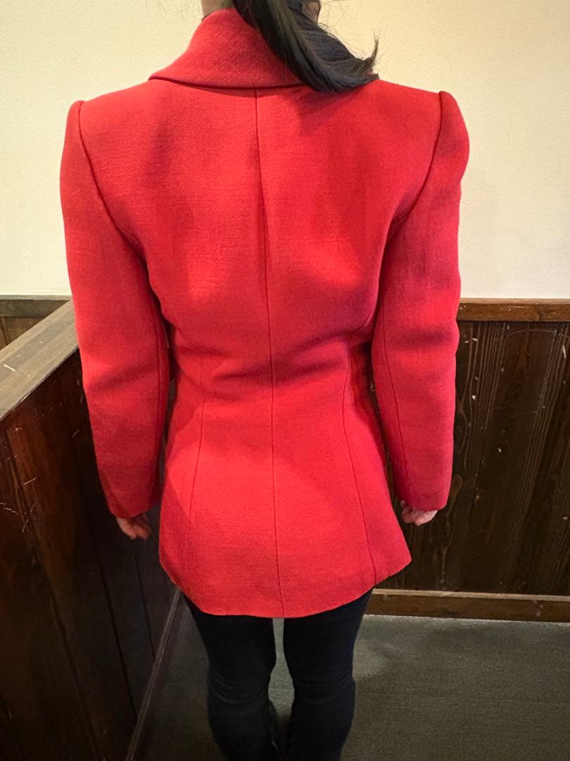 CHANEL テーラードジャケット レッド 34
