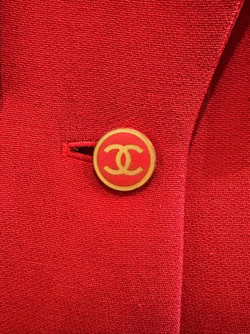 CHANEL テーラードジャケット レッド 34
