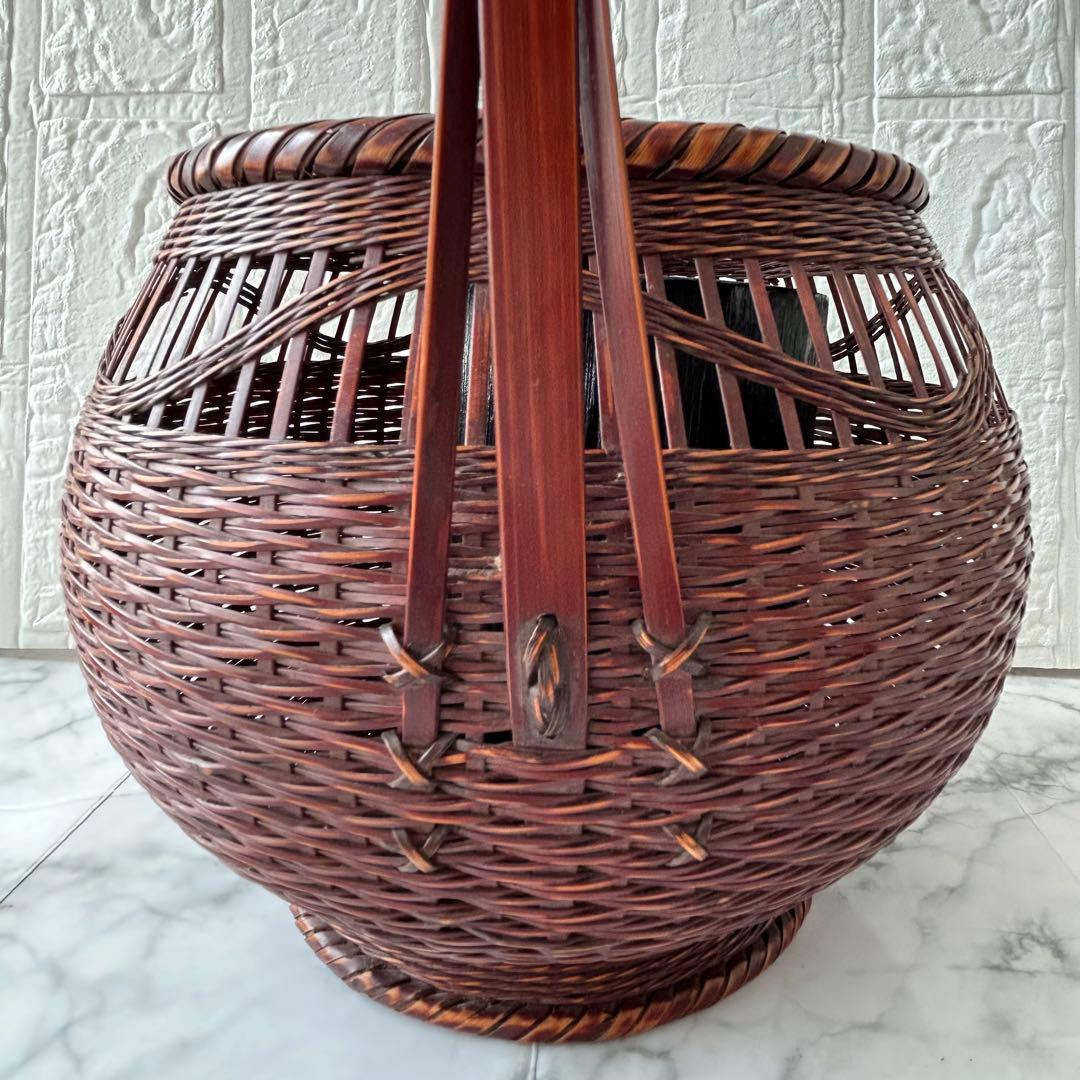 竹清　竹製花器 竹工芸 竹かご 在銘あり「竹清」