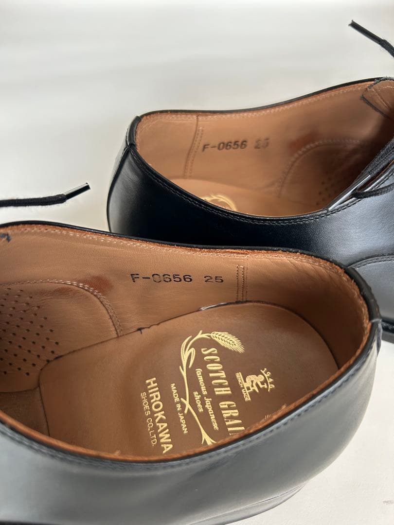 【美品】スコッチグレイン ストレートチップ 黒 25cm日本製 グッドイヤー製法