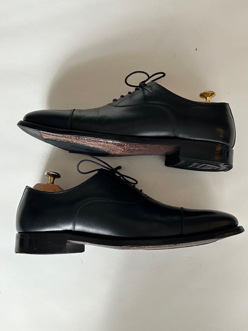 【美品】スコッチグレイン ストレートチップ 黒 25cm日本製 グッドイヤー製法