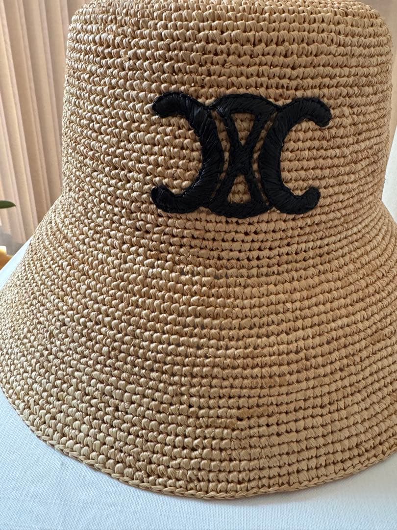 CELINE トリオンフ バケットハット ラフィア