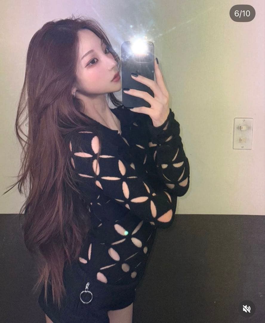 トップス S knit fit tops repeat petal