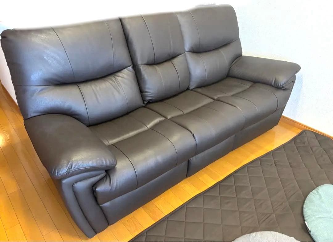 YES140001 ダークブラウン 3人掛け 電動リクライニングソファ