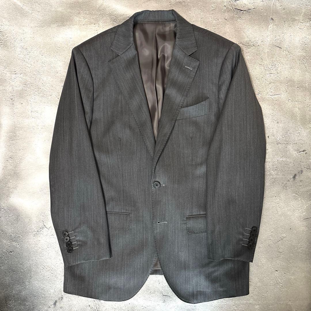 【新品】✨ウール100% スーツ グレーストライプ AB6程度