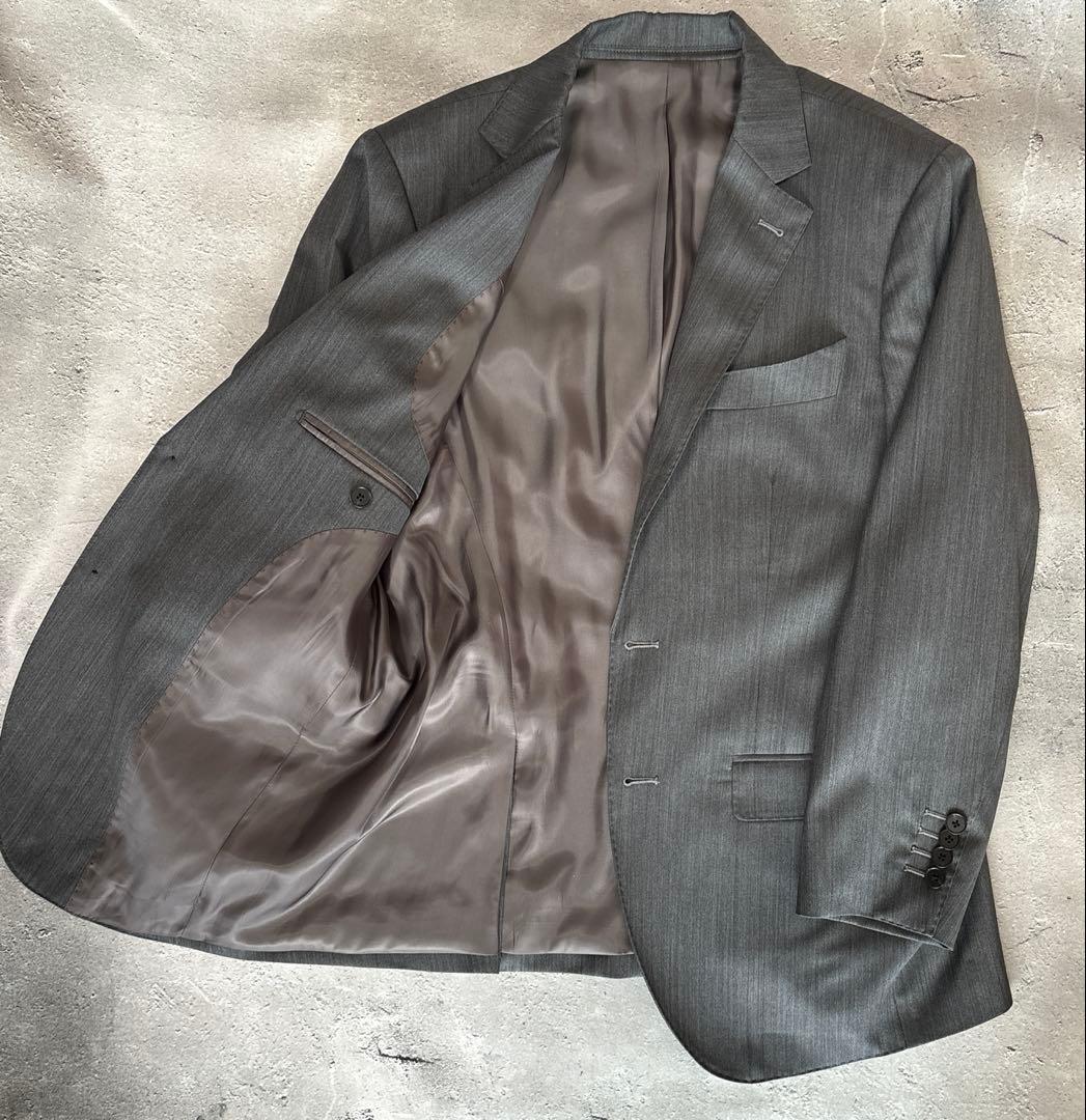 【新品】✨ウール100% スーツ グレーストライプ AB6程度