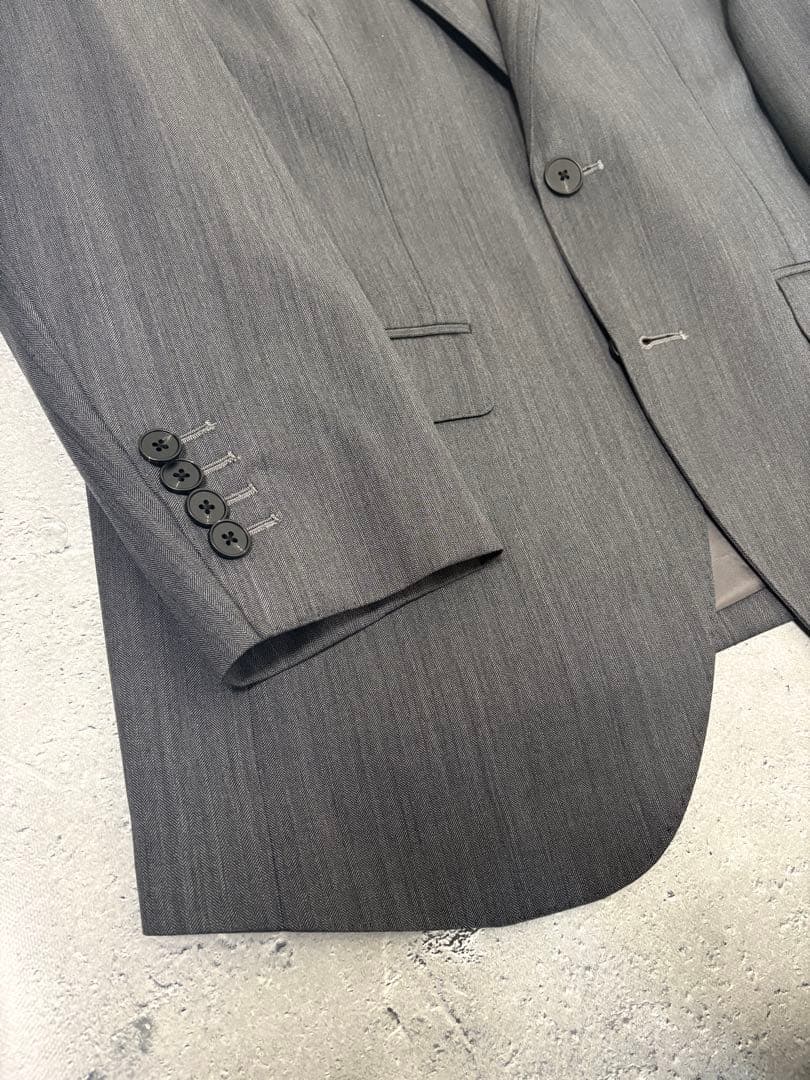 【新品】✨ウール100% スーツ グレーストライプ AB6程度