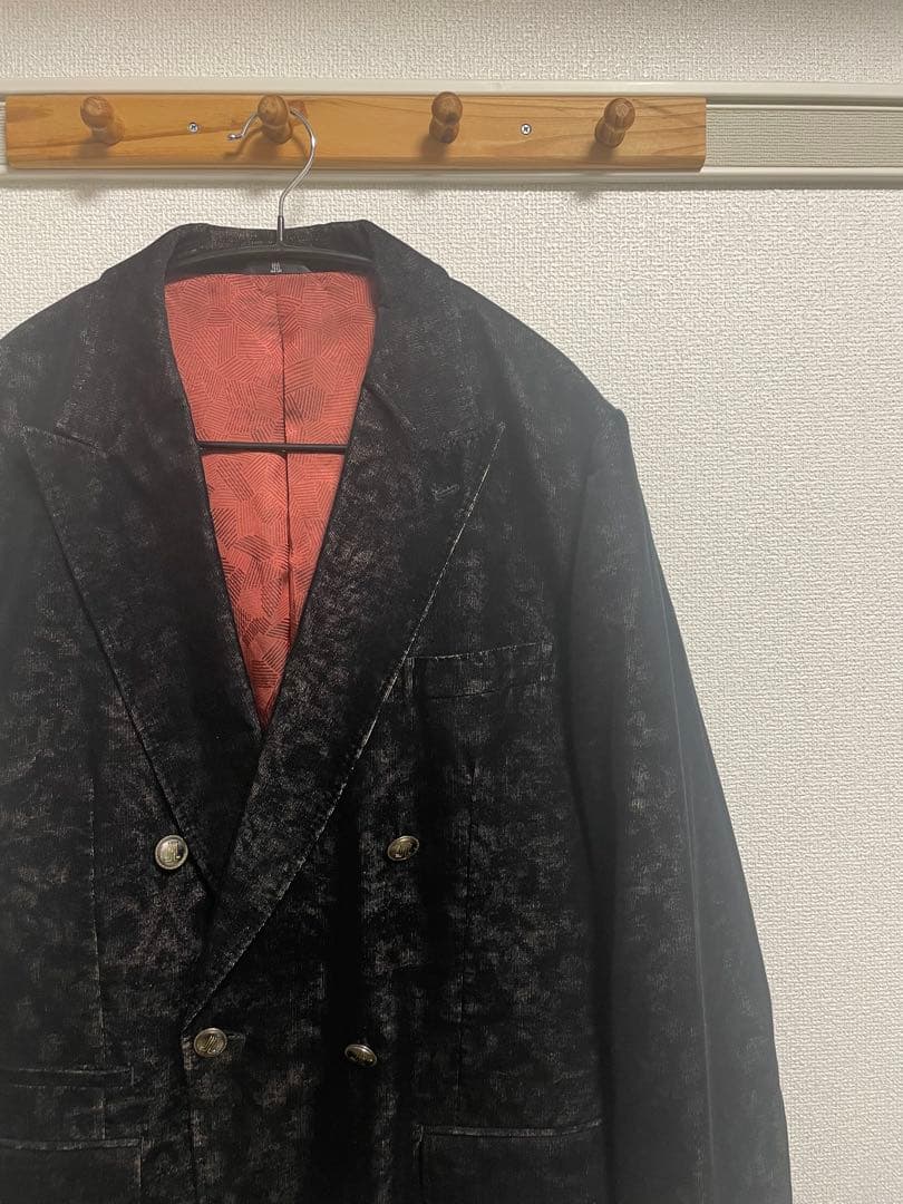 綾*様 ランバンコレクション テーラード ダブル 金ボタン 黒 ベロア