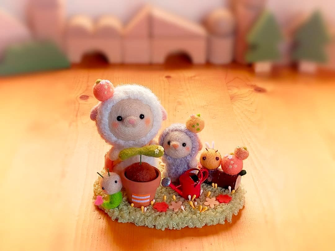 ✿羊毛フェルト✿ひつじ✿種を植えました✿