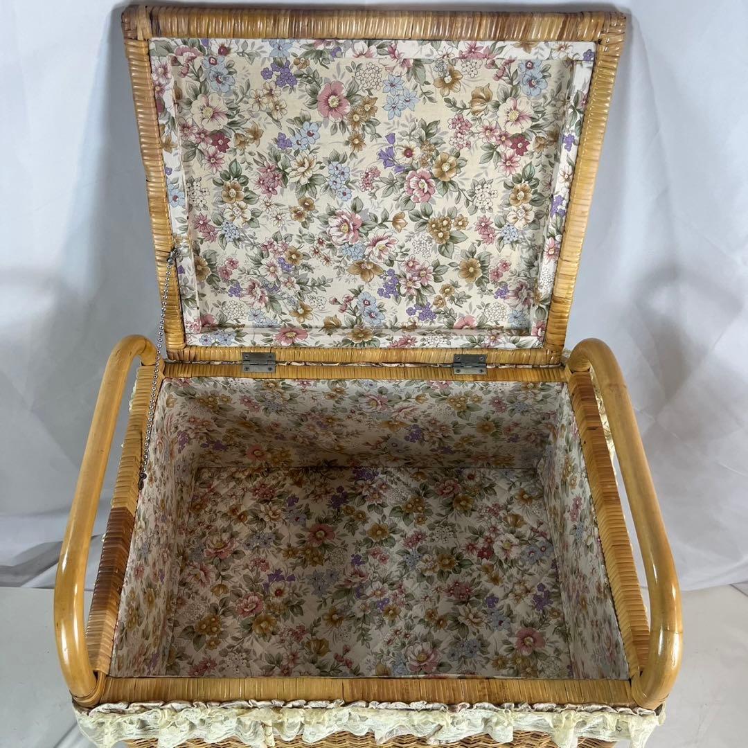 【良品】 ラタン チェスト 木製 昭和レトロ 3段 収納ボックス