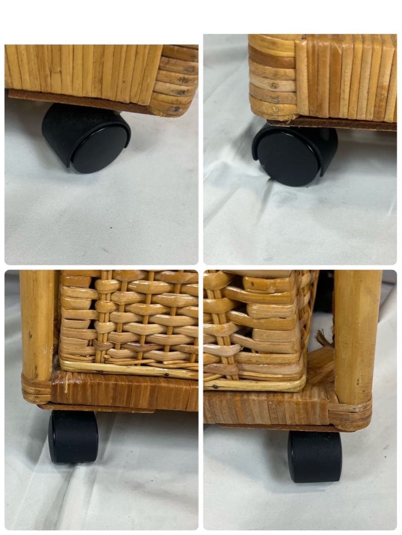 【良品】 ラタン チェスト 木製 昭和レトロ 3段 収納ボックス