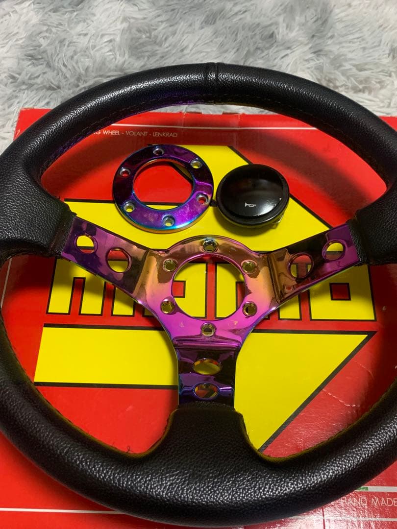 希少　ネオクロームスポーク　レザーステアリング　350mm 即納◎