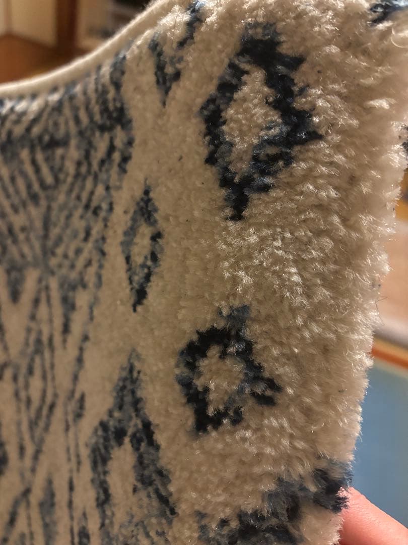 ラグ・カーペット　ダブルデイ　美品　ブルー　水色　幾何学模様