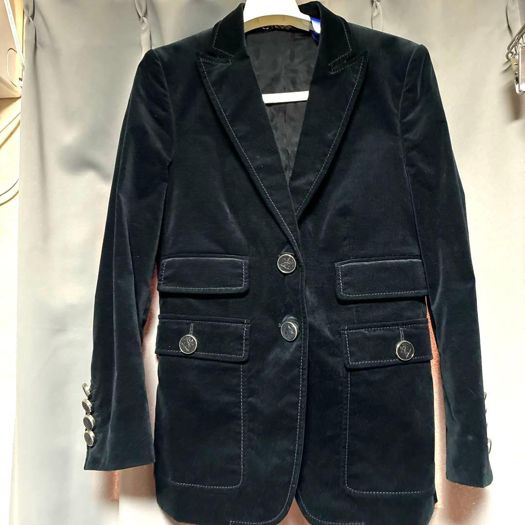 GUCCI.コットンジャケット42 ITALY ベルべット調、黒系