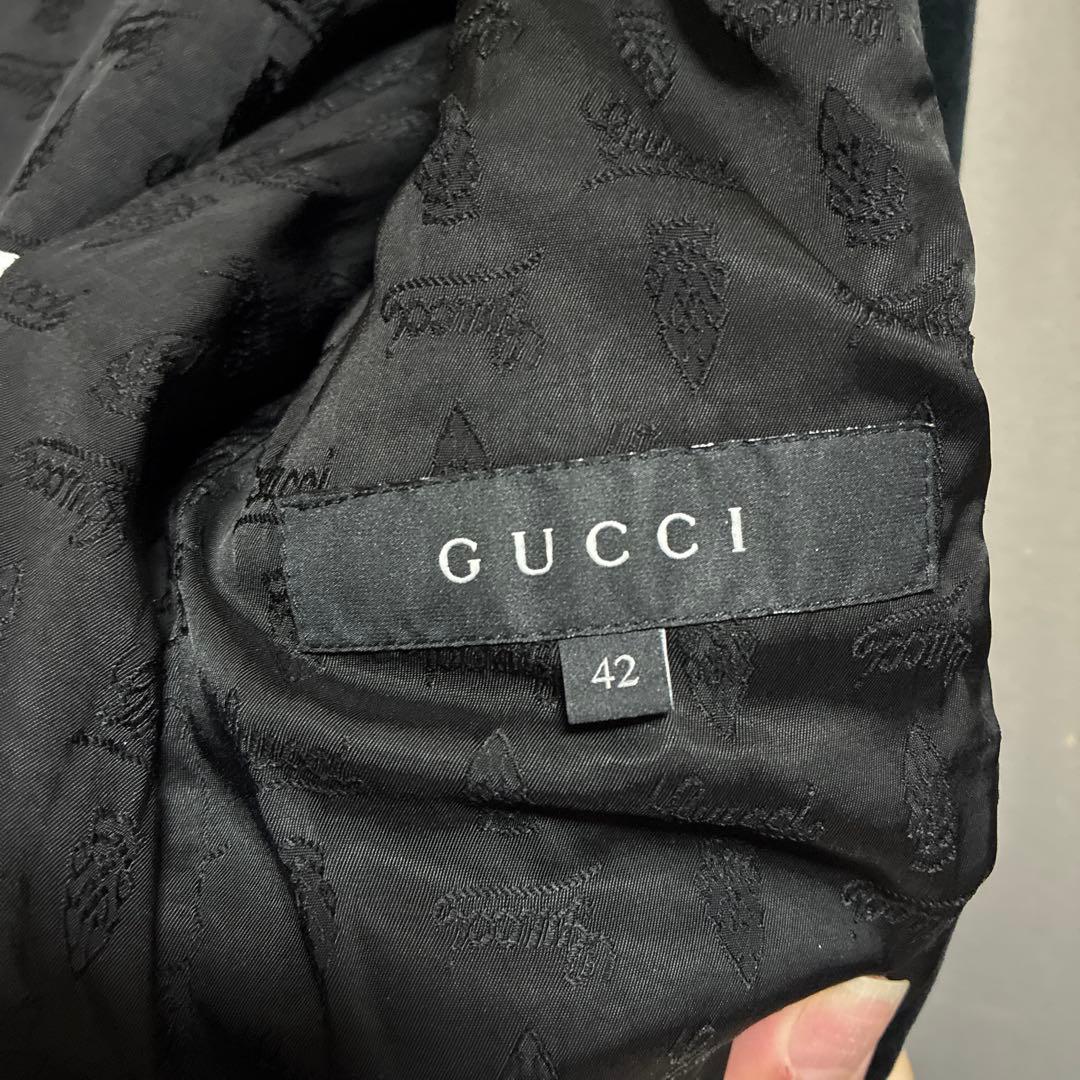 GUCCI.コットンジャケット42 ITALY ベルべット調、黒系