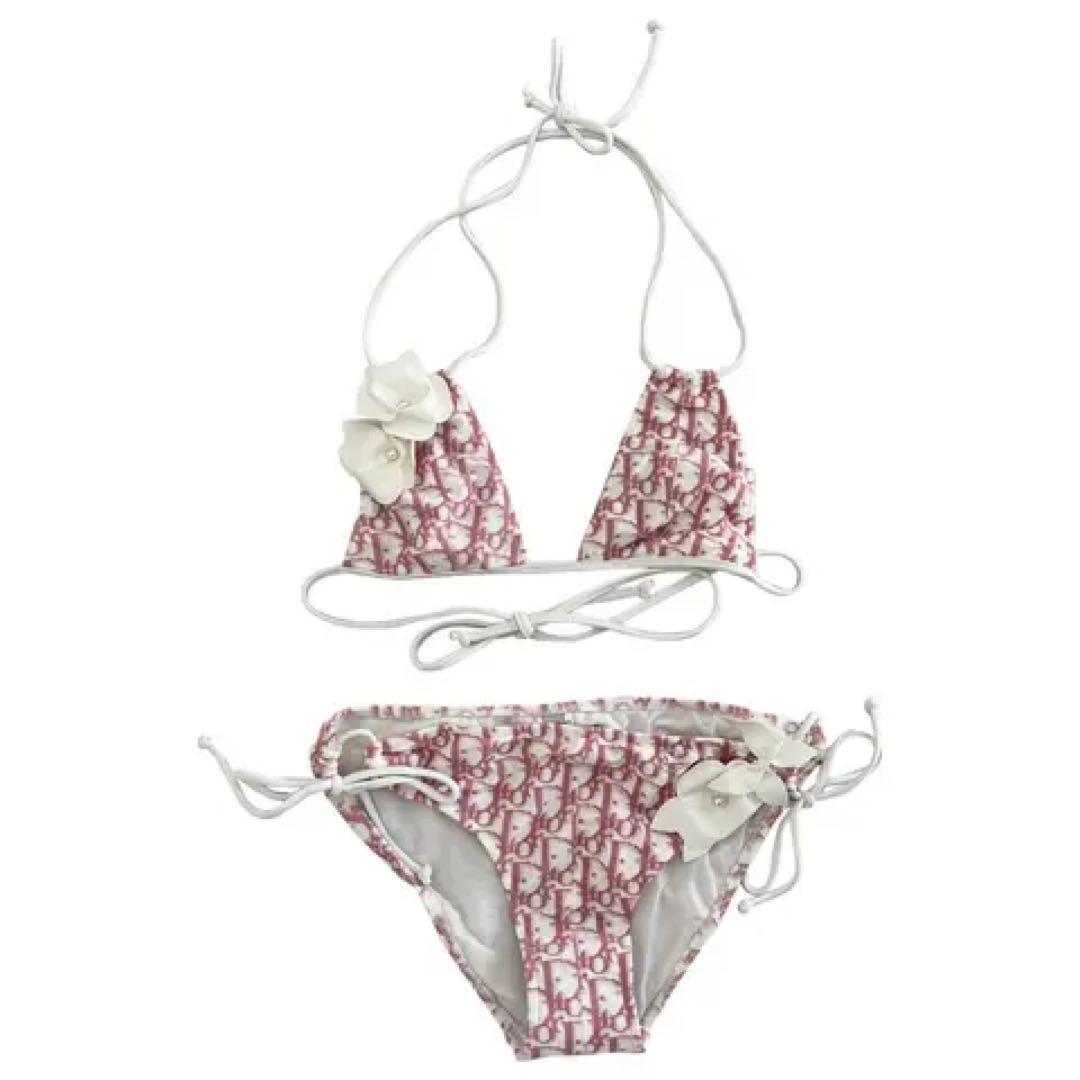 Dior ピンク フラワー装飾 セパレート水着