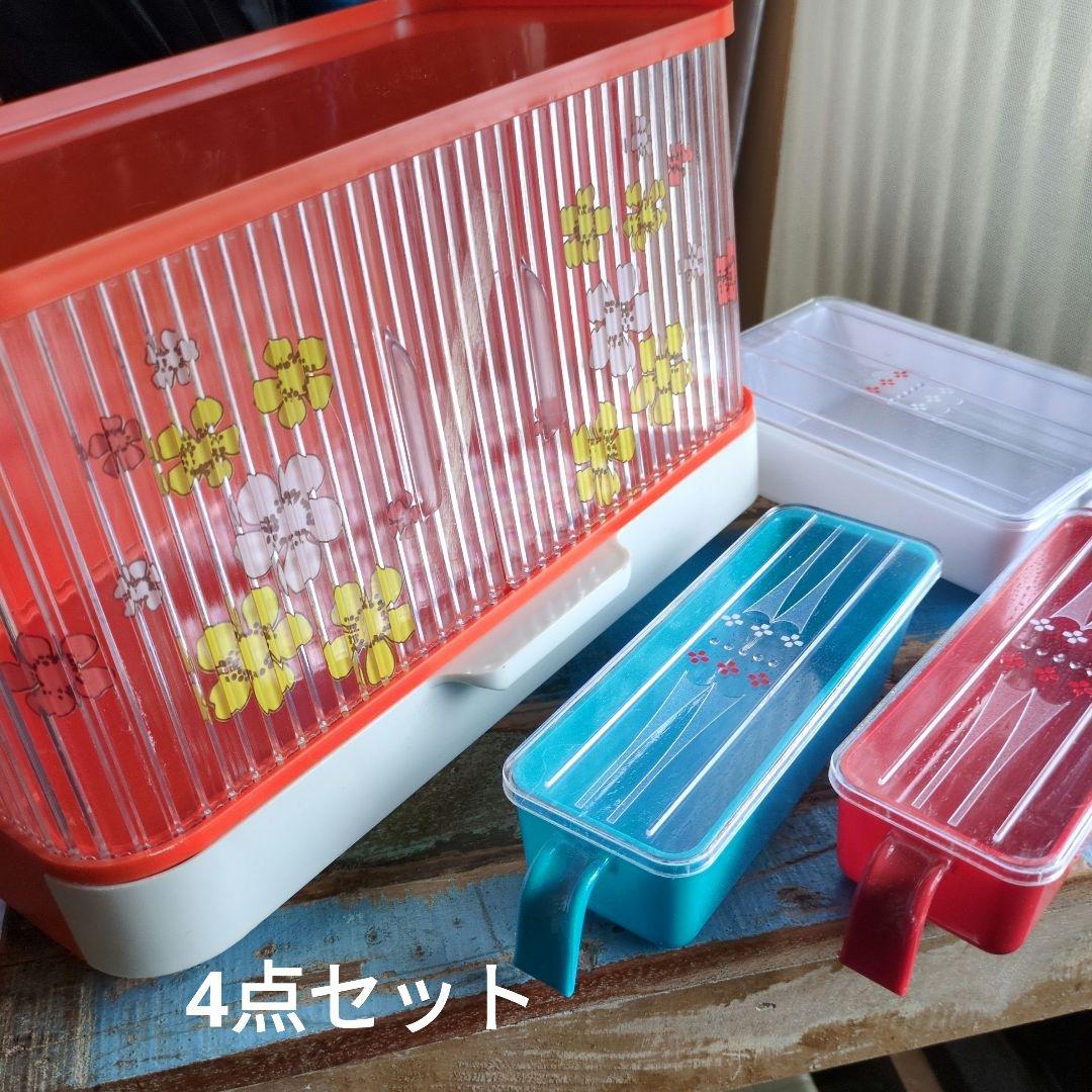 昭和レトロ　レトロポップ　蛇腹調味料ケース　　台所ストック入れ 4点セット
