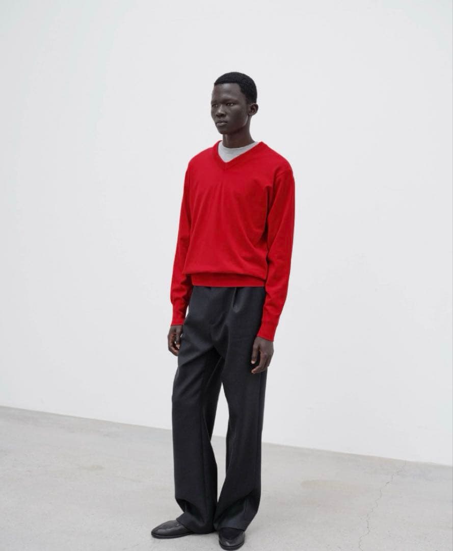 トップス AURALEE HIGH TWIST WOOL KNIT V-NECK P/O