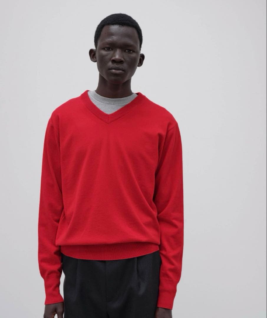 トップス AURALEE HIGH TWIST WOOL KNIT V-NECK P/O