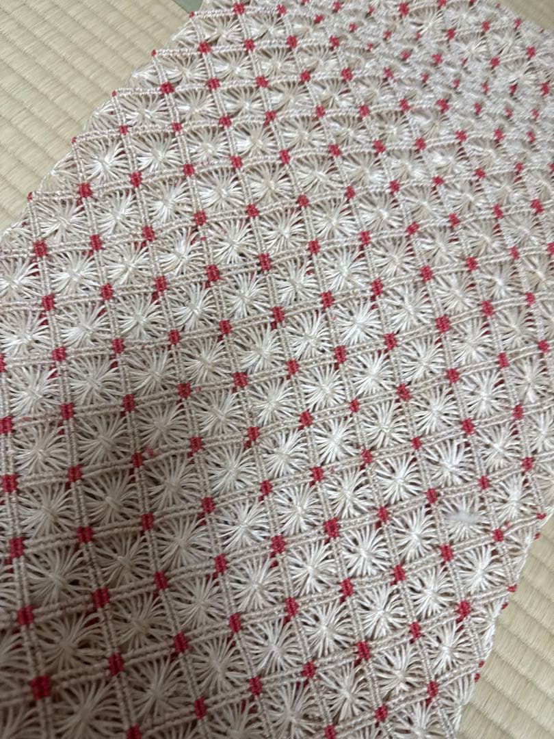 名古屋帯 白と赤　誉田屋　芭蕉