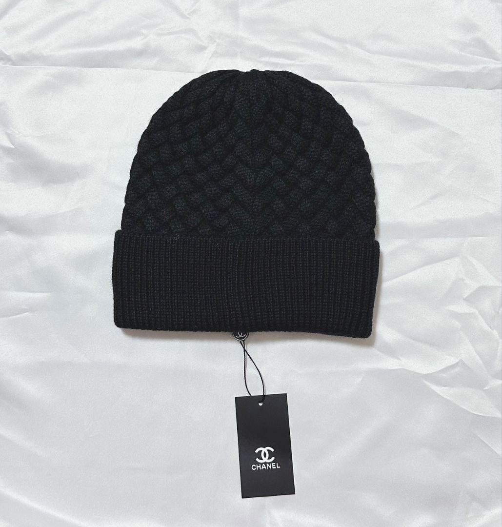 CHANEL ブラック ニット帽 新品タグ付き