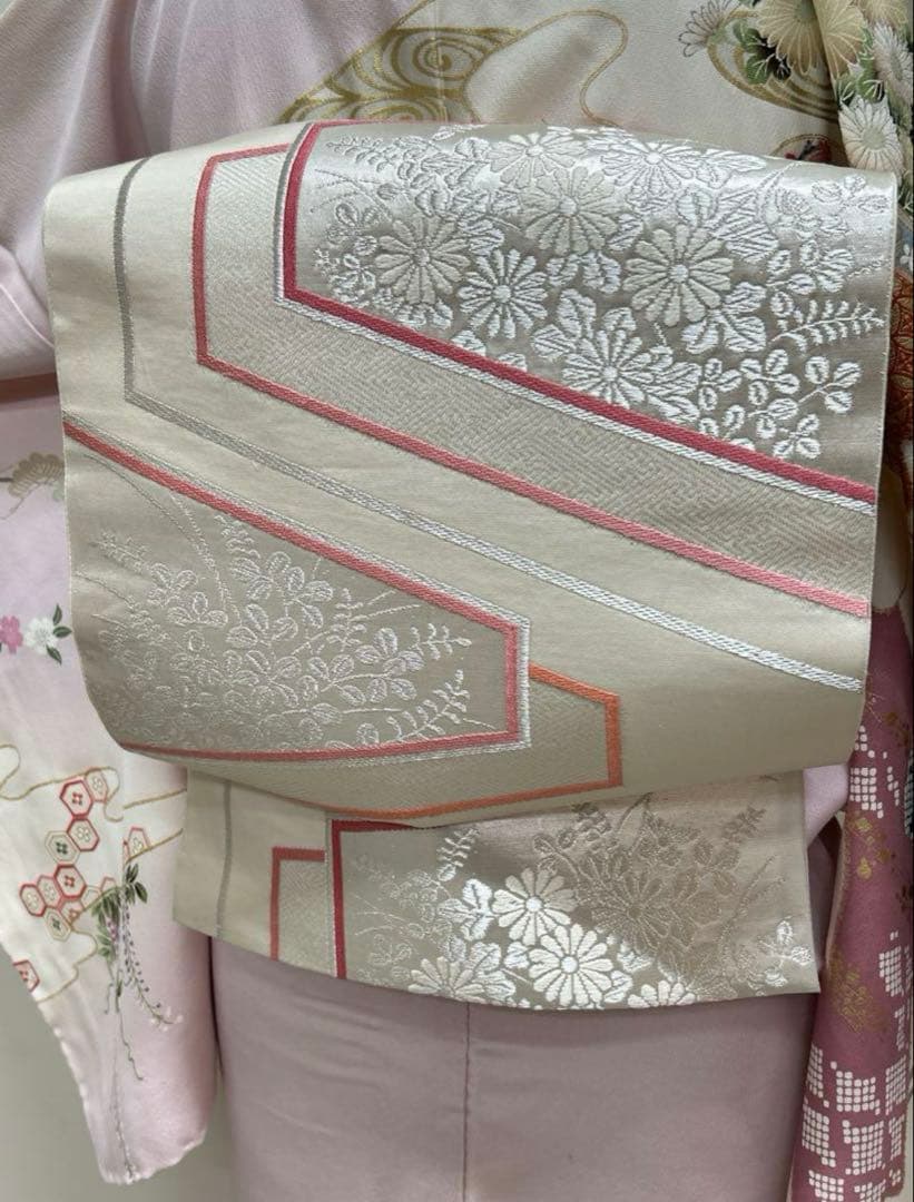 訪問着フルセット　正絹　袋帯、帯揚げ、帯締め