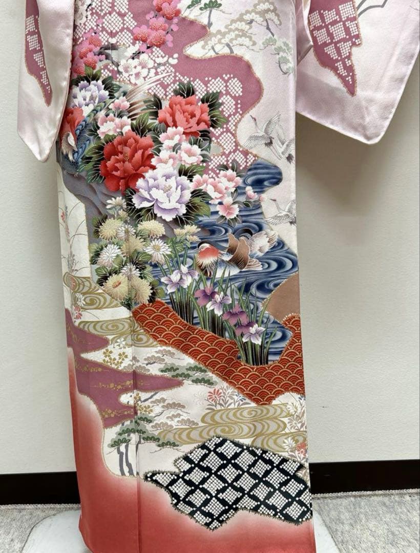 訪問着フルセット　正絹　袋帯、帯揚げ、帯締め