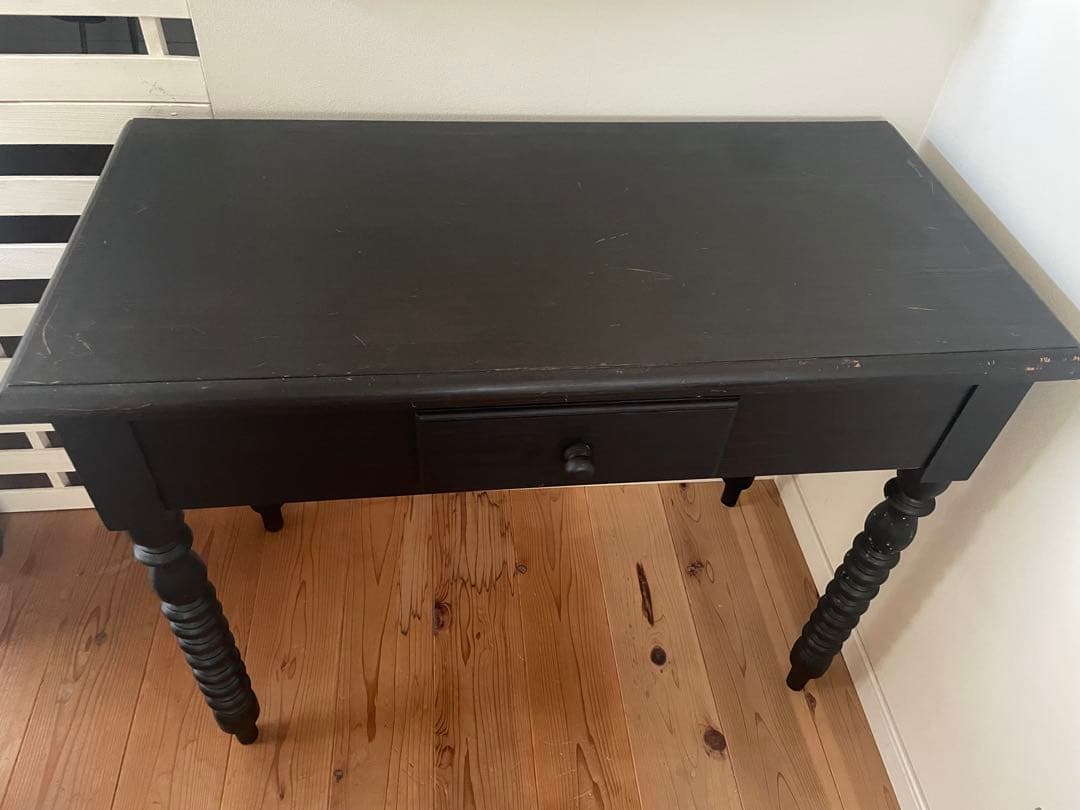 再値下げアンティーク　ボビンレッグデスク　テーブル　マットブラック
