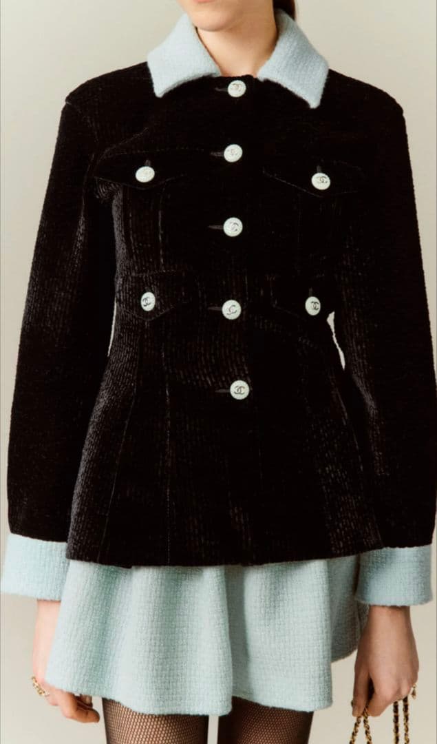 シャネル　22プレaw ジャケット　黒系　38