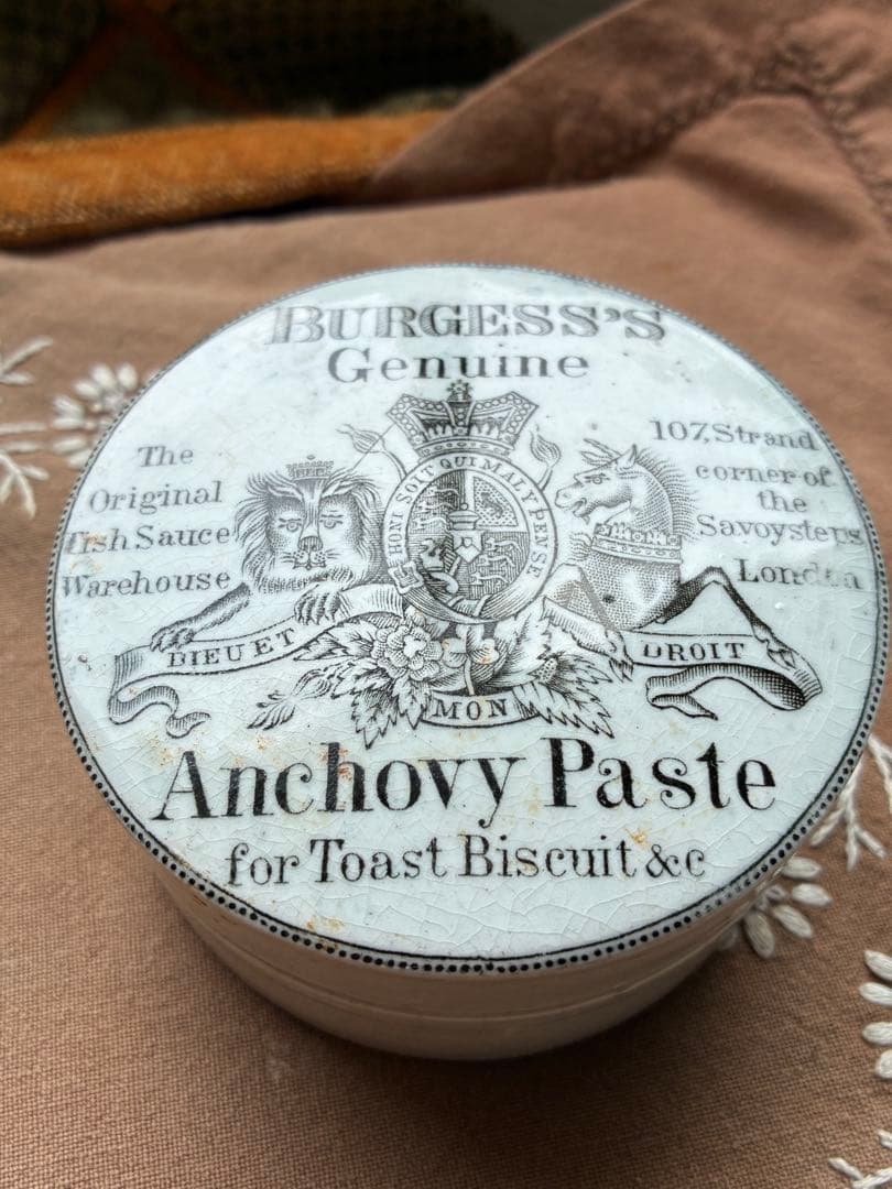 イギリス　アンティーク　アンチョビペースト　陶器　ジャー　ポット　美品