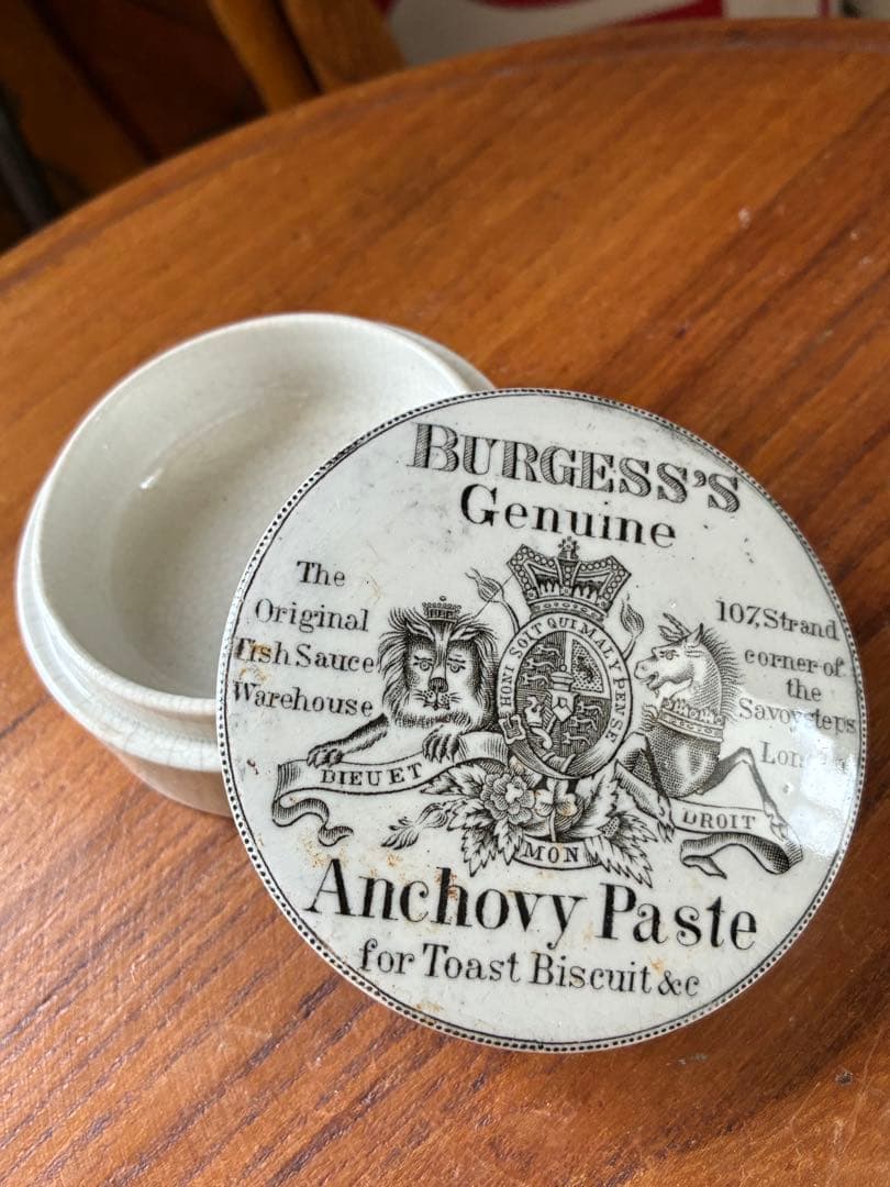 イギリス　アンティーク　アンチョビペースト　陶器　ジャー　ポット　美品