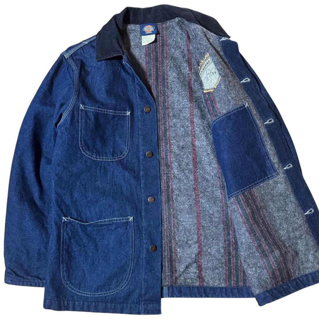濃紺 Dickies 90s ビンテージ デニムカバーオール 裏地ブランケット