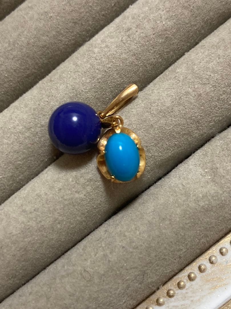 k18 トルコ石　ラピスラズリ　トップ　セット販売