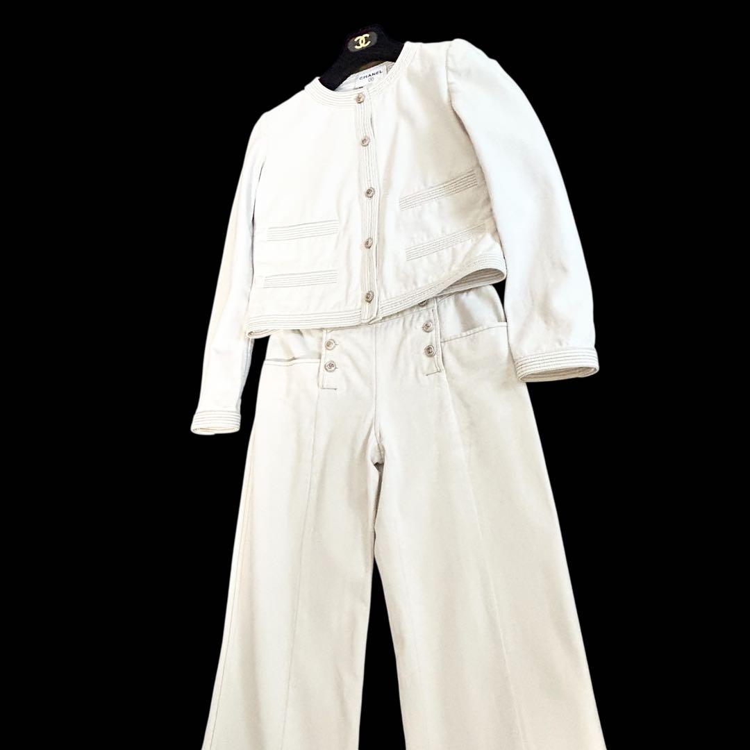 【希少❤︎美品】CHANEL ココボタン　パンツ　セットアップ　白 38